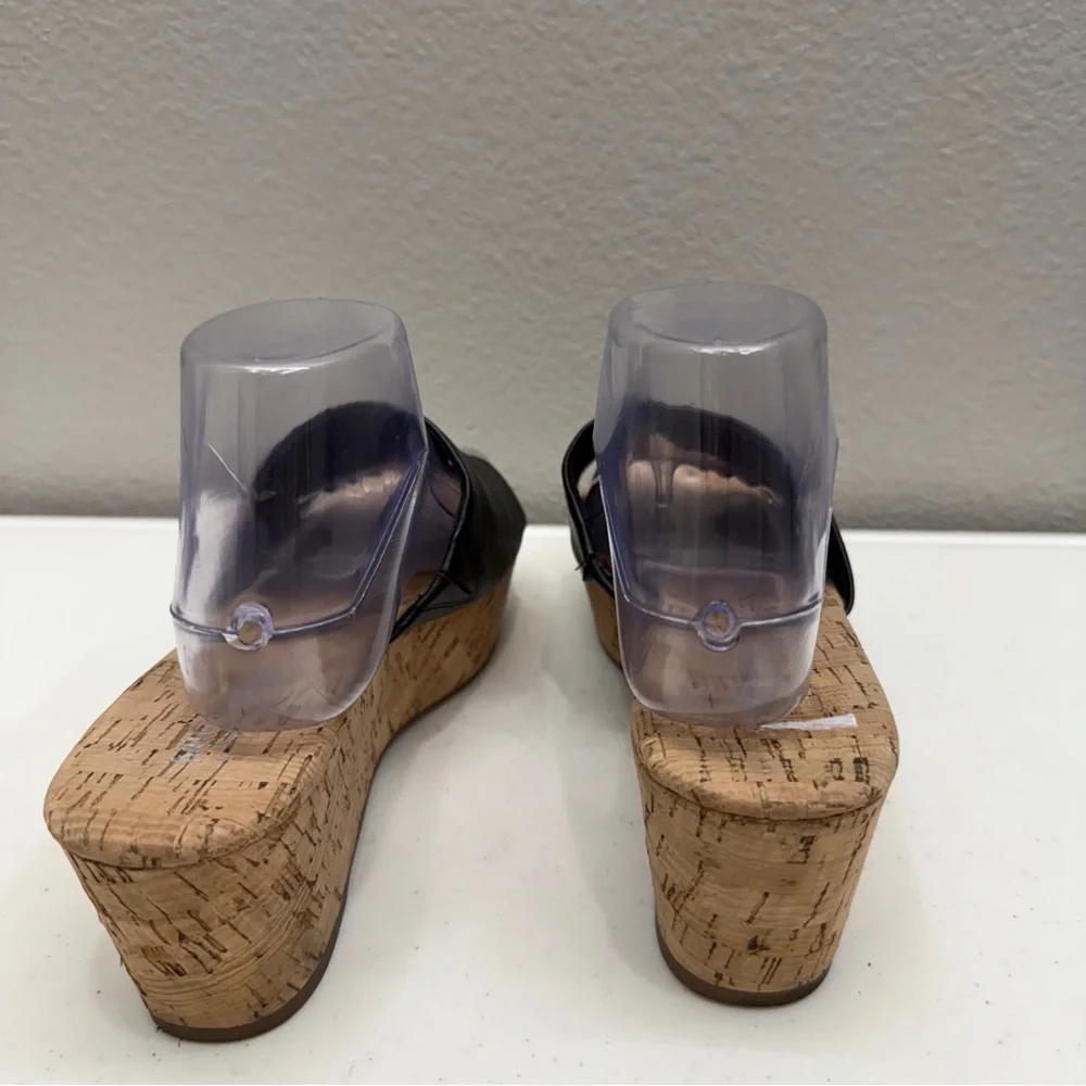 Micheal by Michael Shannon Size 9.5 Wedge Black Strap Shoes